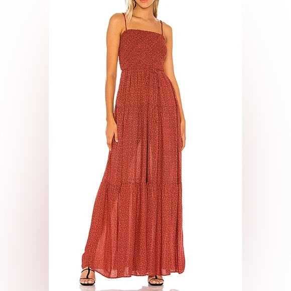 Free People Little of Your Love Jumpsuit in Red Boho Chic Strapless - size L - Picture 1 of 16